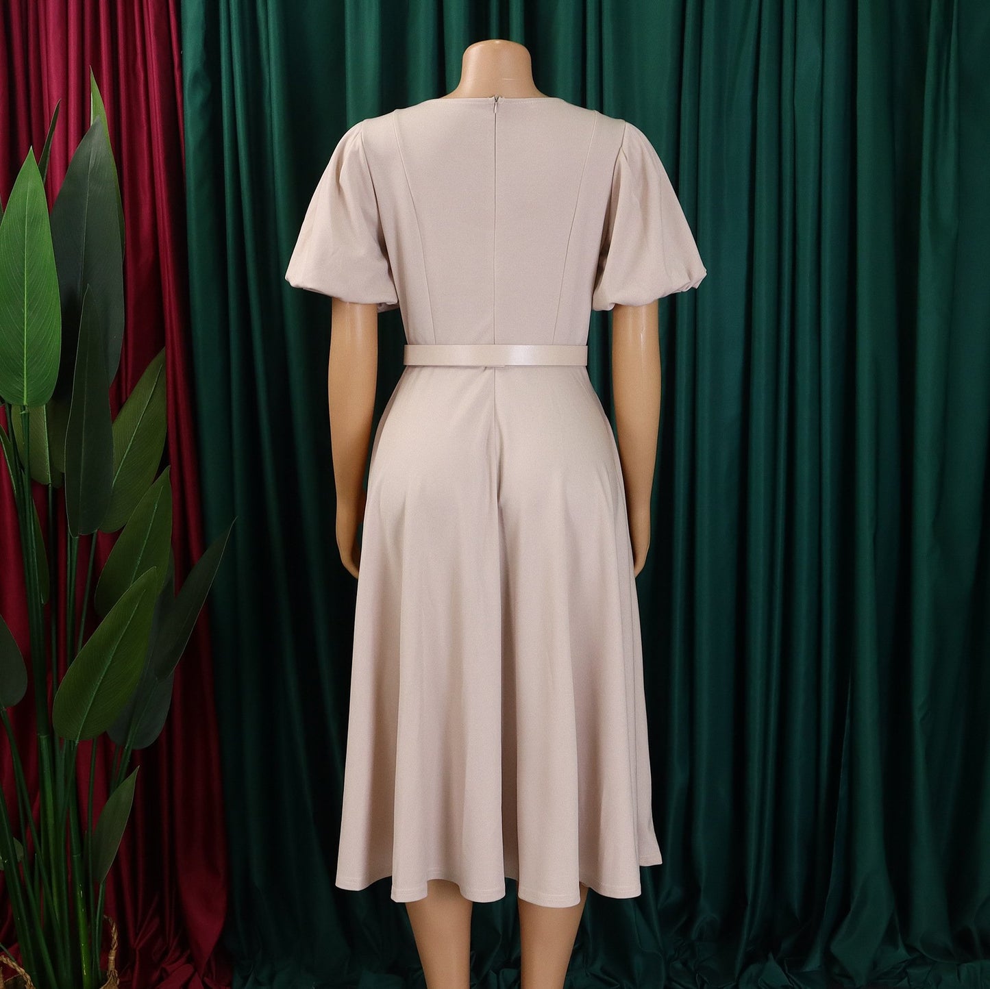 Latest Design Professional Clothing Women Casual Elegant O Collar Powder Puff Sleeves First Line Women Office Clothing Church Women's Clothing