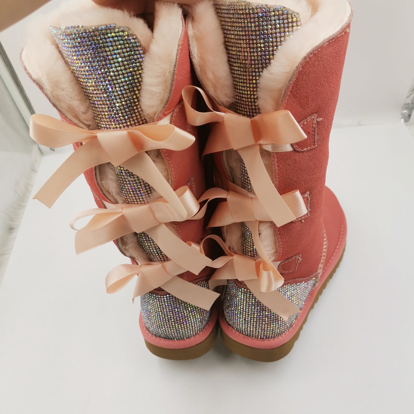 New Winter Big Head Snow Boots Thick Solid Color Bottom High Bucket Bread Shoes Women's Heightened Warm Cotton Boots