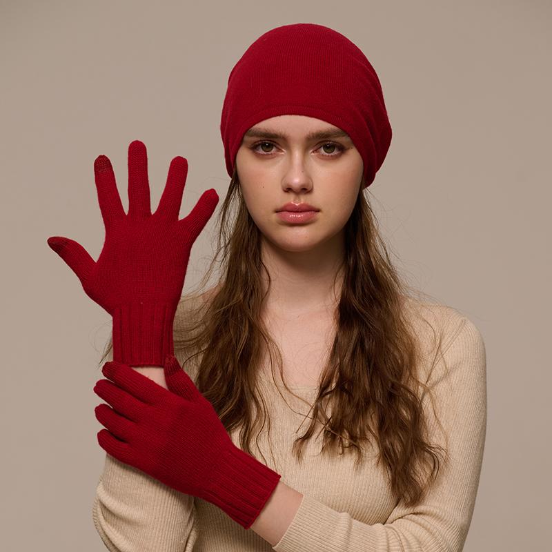 Custom Knitted Cashmere Gloves Factory Wholesale Winter Plain Touch Screen Warm Men's Full Finger Gloves