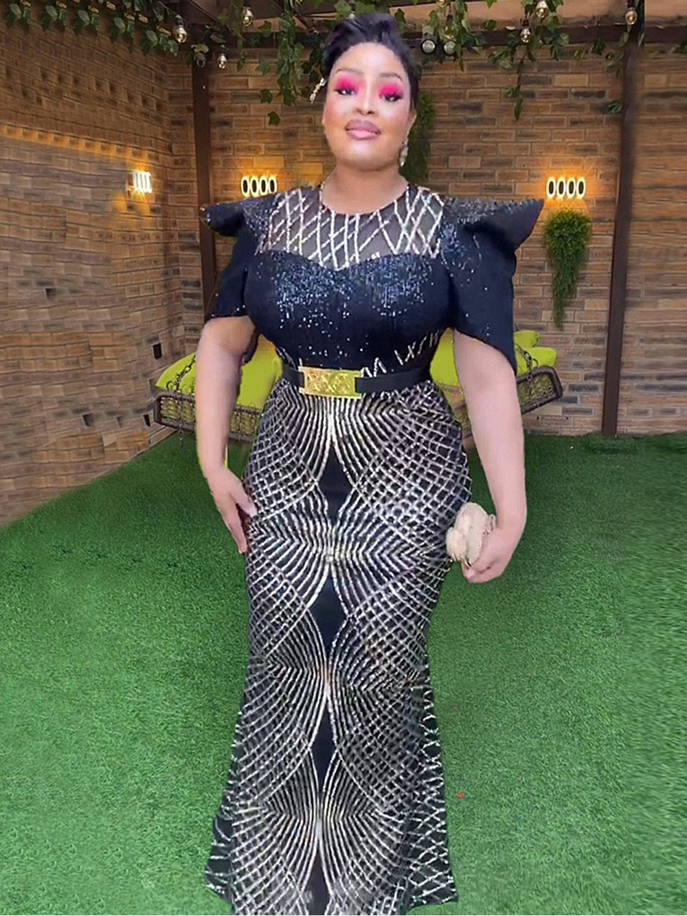 European And American 2024 New Year's Eve New Arrival Sequin Christmas Party Evening Dress African Women's Dress Plus Size Dress