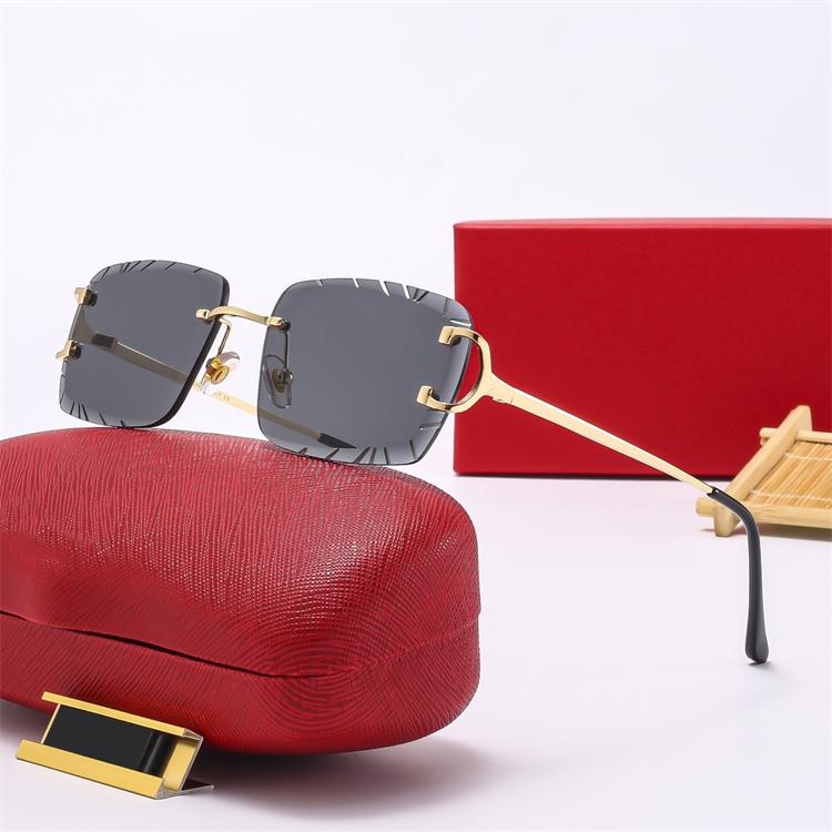 2025 Designer Cartiering Classic Frameless Sunglasses Women And Men Diamond Cut Italian Inspired Luxury Brand Sunglasses UV