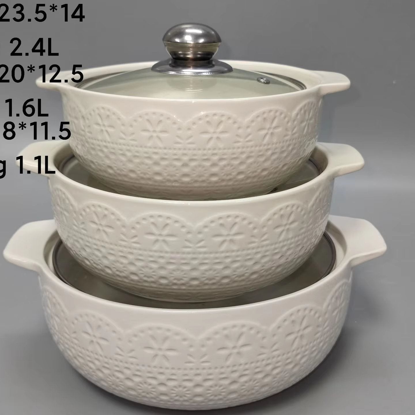 Hot Sale 2024 Cheap Cookware Factory Gift Suit Kitchen Ware Pot Set Ceramic Soup Pot Red Ceramic Soup Pot