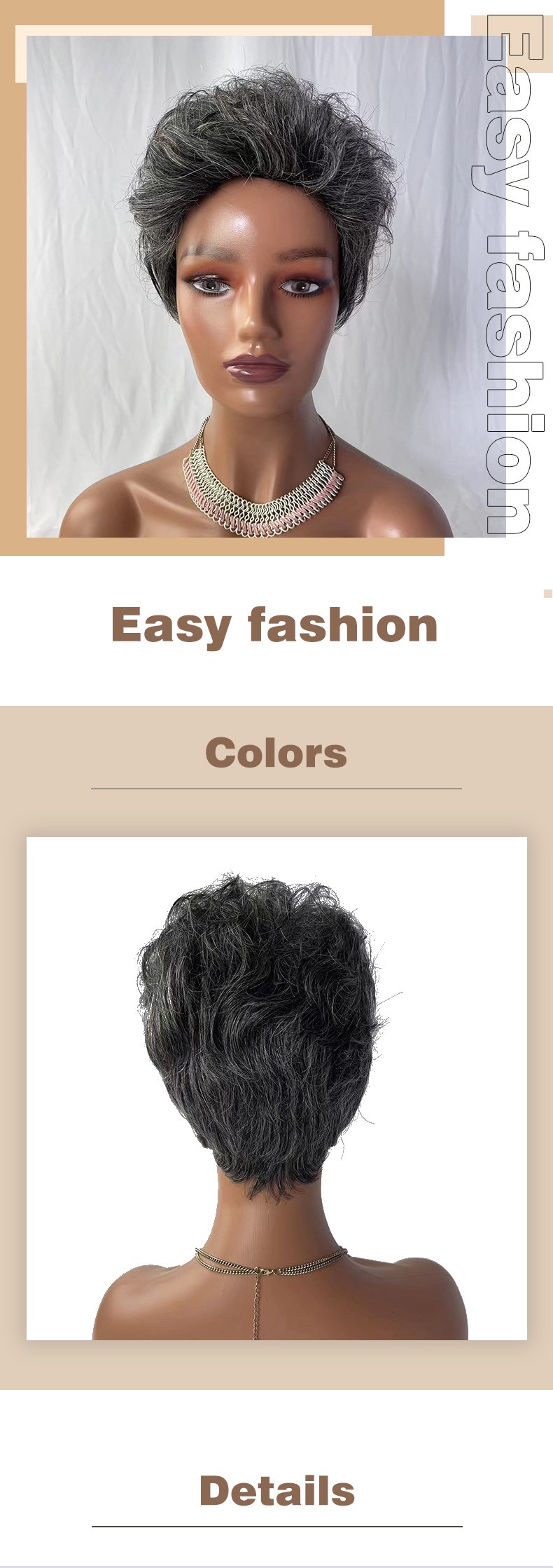 European And American Best-selling Short Hair Real Hair Middle-aged White Wig Suit Cover White Hair Daily Life