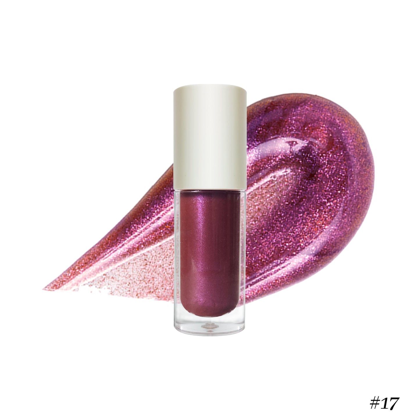 Wholesale Vegan Cosmetics Pink Transparent Nude Lip Gloss Supplier Custom Trademark Sequins Lip Gloss Private Label Lip Gloss