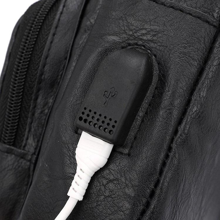 2024 New Men's Leather Chest Bag With Multi-functional USB Fashion Leisure Sports Shoulder Bag Factory Direct -30*15