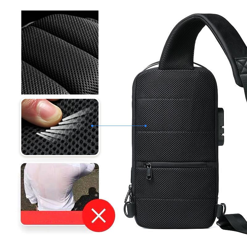 Anti-theft Men's Chest Bag Good Shape Beautiful Waterproof USB Rechargeable Crossbody Bag