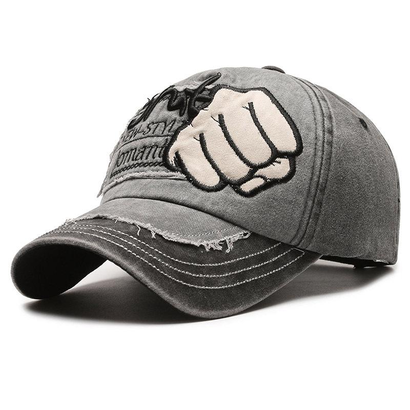 Hot Selling Denim Baseball Cap Men's Trendy Women's Korean Style Washed Old Cave Letter Tear Duckbill Cap Spring And Summer Sun Hat