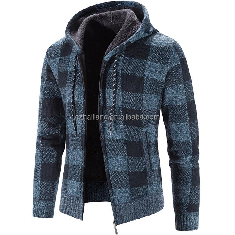 New Winter Plus Size Men's Sweater Custom Cardigan Jacket Men's Clothing Full Zip Wool Hoodie Sweater