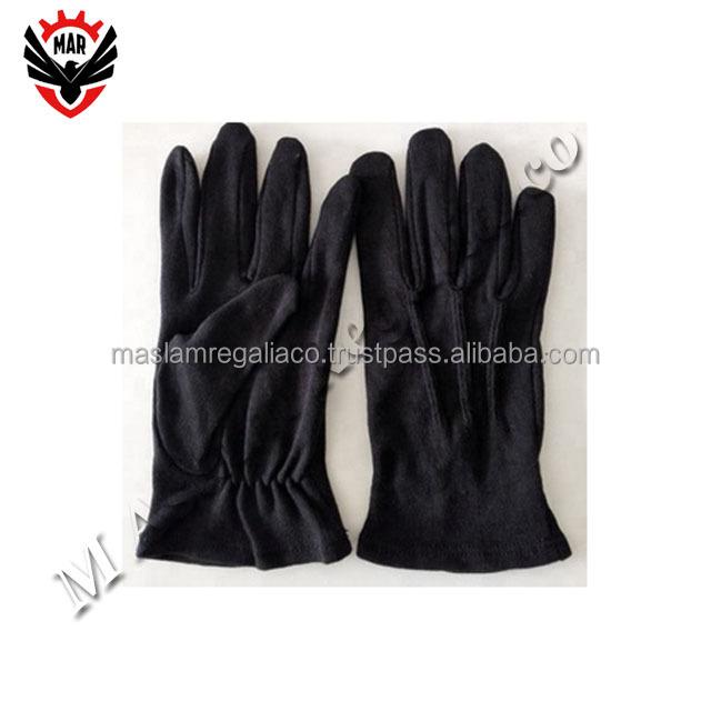Royal Blue Square & Compasses Machine Embroidered Masonic White Cotton Gloves