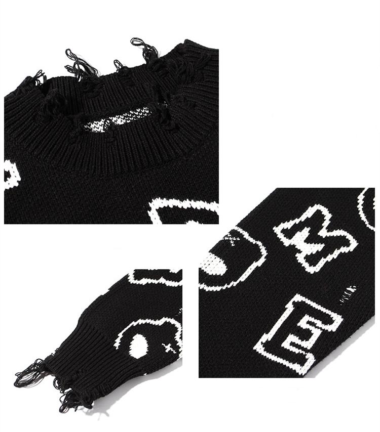 Nanteng Custom Logo Low Minimum Order Quantity Autumn And Winter Warm Printed Jacquard Sweater Round Neck Sweater Men's Pullover