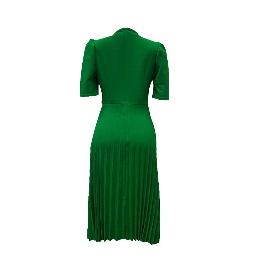 2023 New Plus Size Women's Summer New Short Sleeve Pleated Solid Color Plus Size Dress Women's Elegant