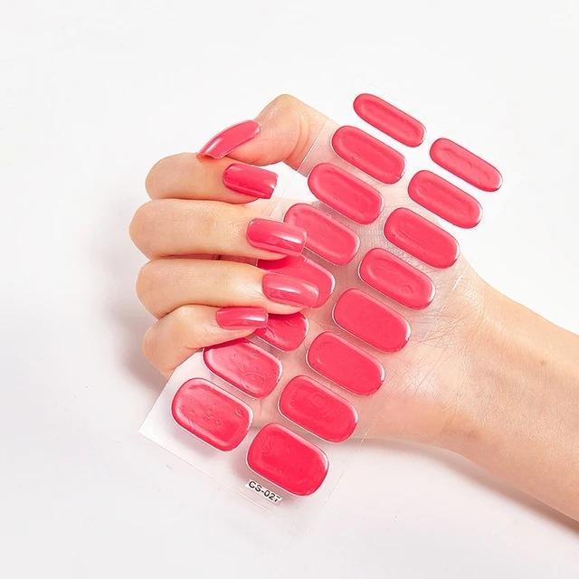 Waterproof Nail Gel Sticker Decal Semi-cured UV Lamp Gel Nail Sticker With UV Lamp, Durable