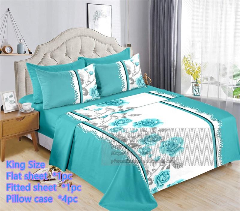 6pc Bedding Suit Wholesale In Stock Retail Printed Cotton Touch Fit Sheets King Bed Sheet With Pillowcase 6 Pcs