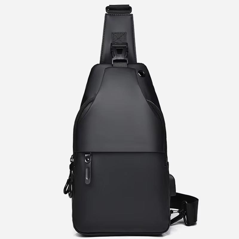 Custom Logo PU Leather Smart Side Casual Bag Travel Messenger Men's Sling Chest Crossbody Waist Bag Men's Bag Waist Bag