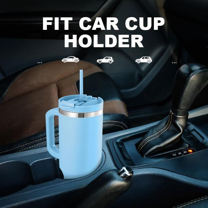 Lead-free 40 Oz Tumbler With Handle And Straw Cup Holder Friendly Dishwasher Safe Oversized Insulated Tumbler