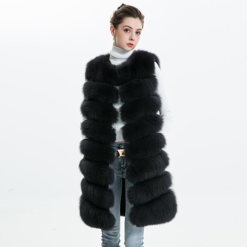 Factory Wholesale Women Genuine Goods Fox Fur Gilet OEM Service Winter Long Natural Fox Fur Vest For Girls