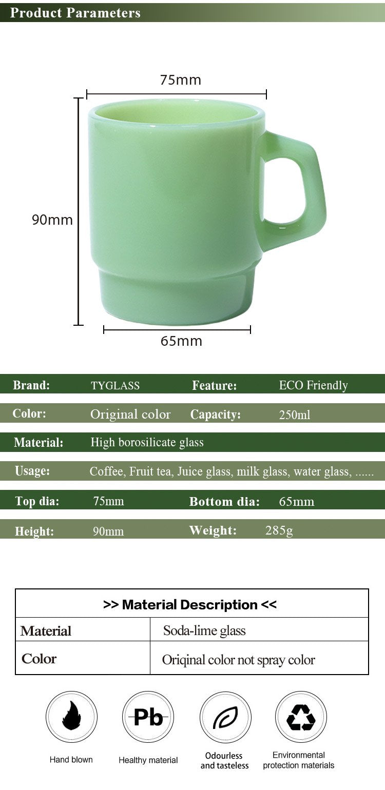 GDGLASS Custom Wine Set Jade Tea Cup Borosilicate Coffee Cup With Handle Glass