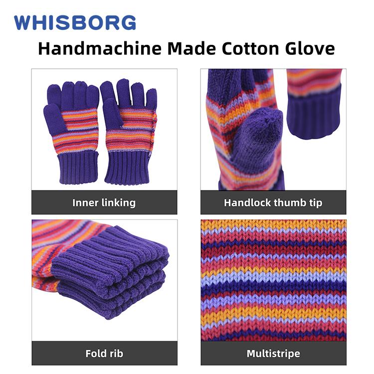 Warm Knitted Cute OEM Winter Baby Striped Girls Blue Children Cotton Gloves