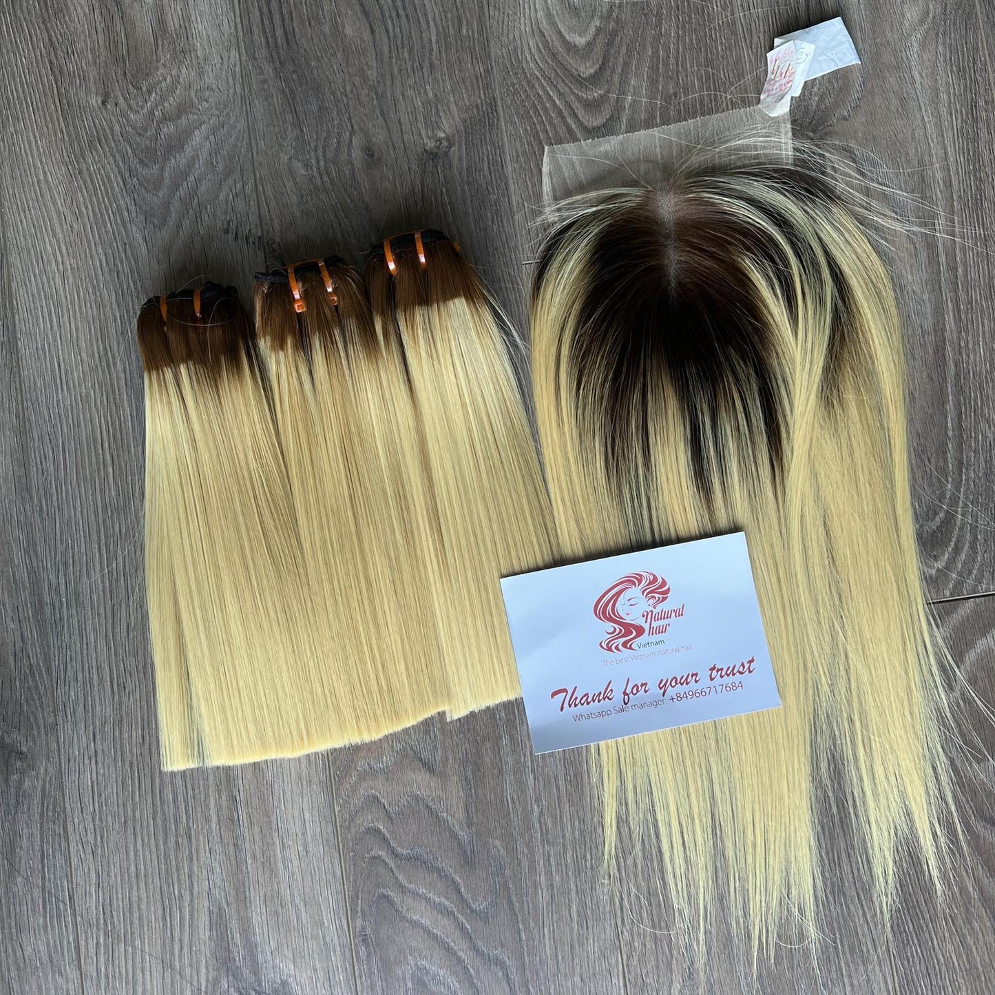 Set For Black Women 2 Strands Of Hair Ombre And 1 Lace Closed Bone Straight Double Pull 100% Virgin Vietnamese Human Harry Wig