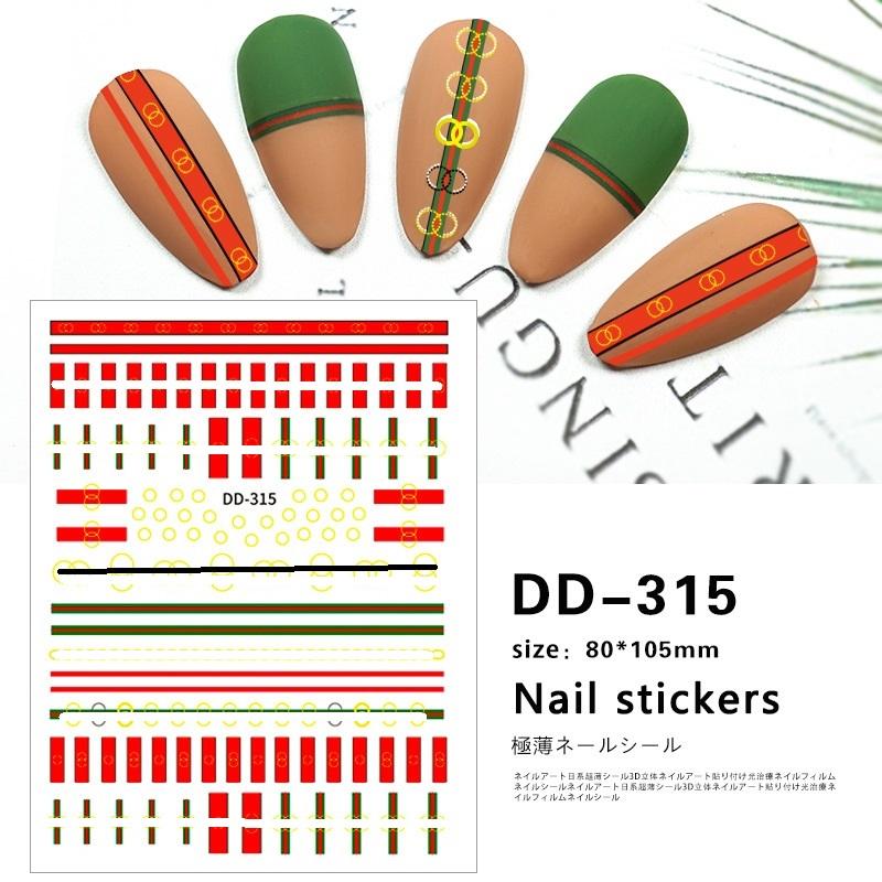 Popular 3D Designer Nail Stickers Luxury Brand Logo Nail Art Decal