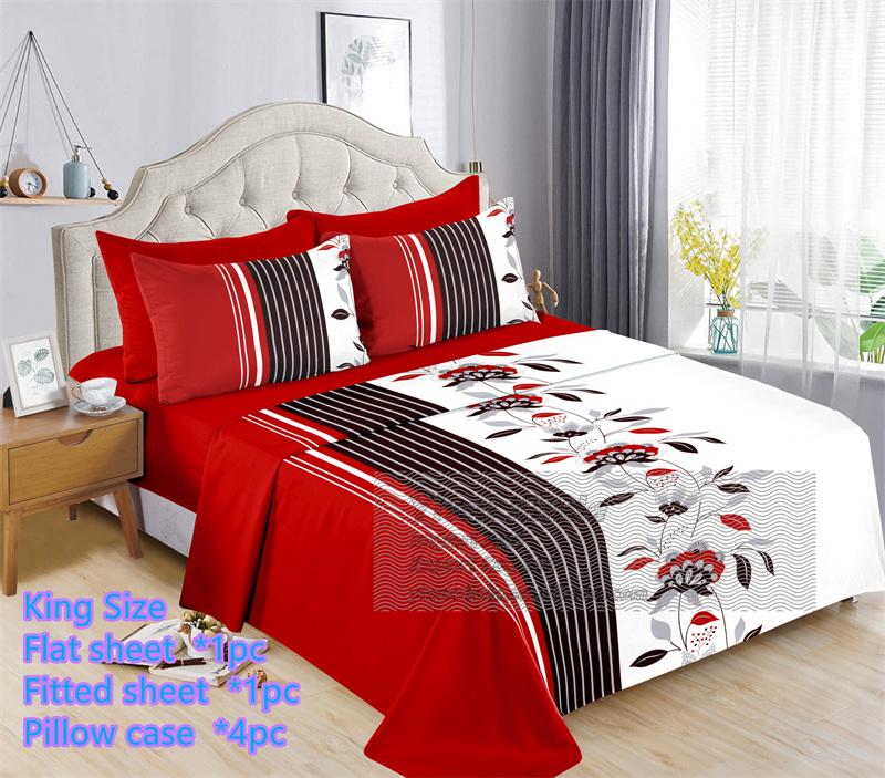 6pc Bedding Suit Wholesale In Stock Retail Printed Cotton Touch Fit Sheets King Bed Sheet With Pillowcase 6 Pcs