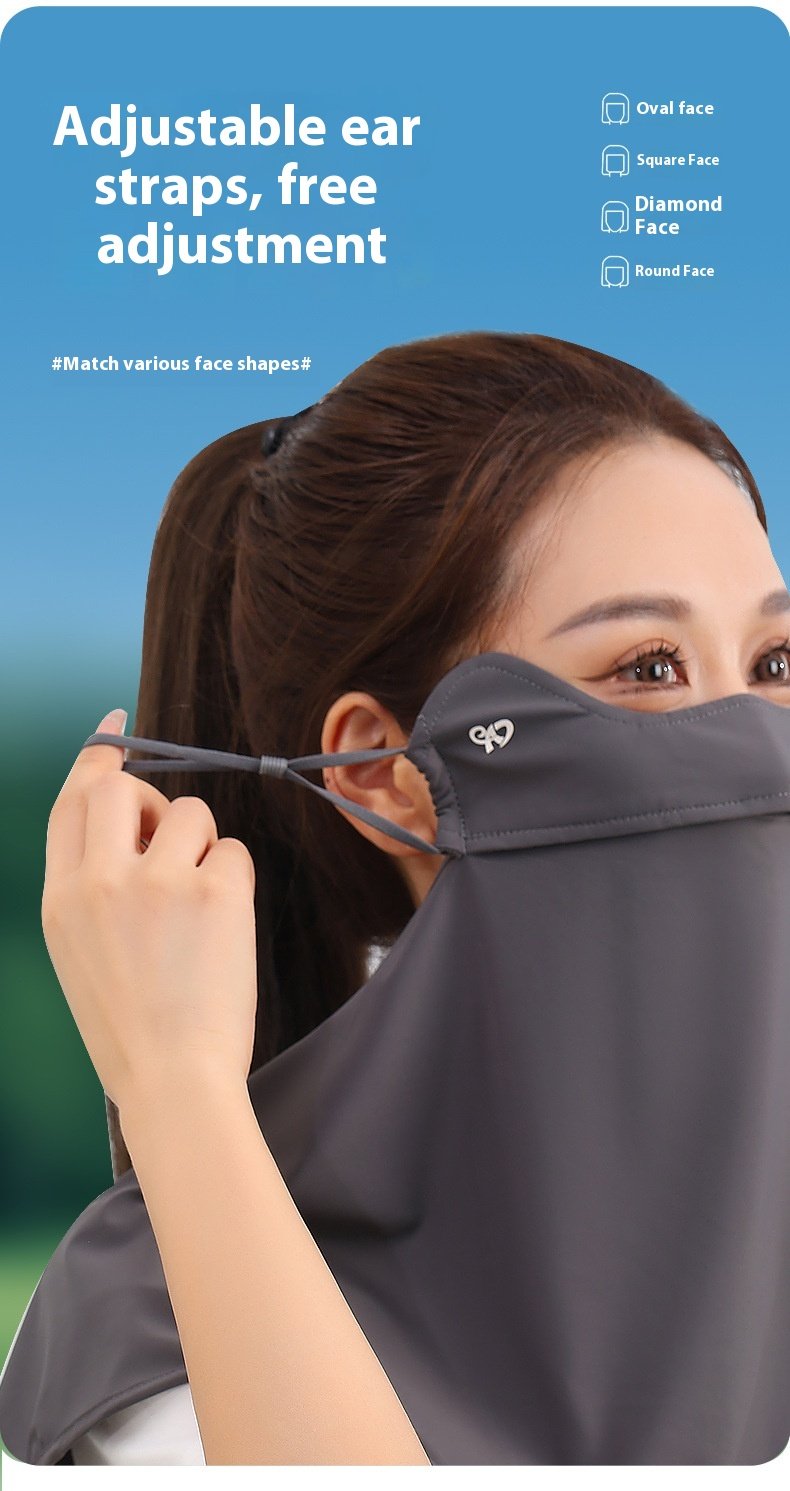 Full Face Sunscreen Veil Cool Breathable Neck Protector For Men And Women Spring And Autumn Driving UV Protection Sunshade