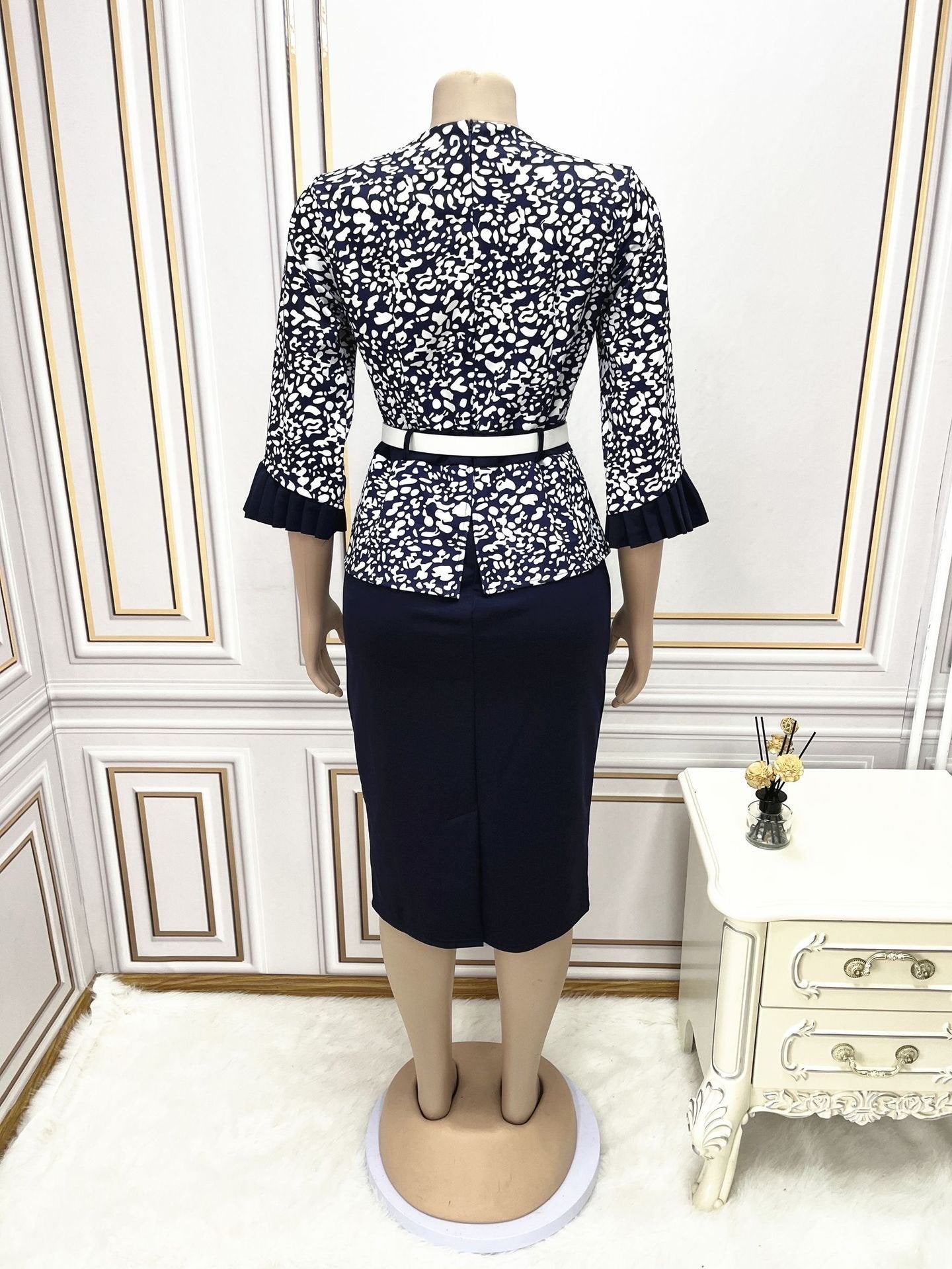 Mediocre Printed Floral OL Office Dress African New Fashion Style Super Elegant Plus Size Women's Clothing K0358