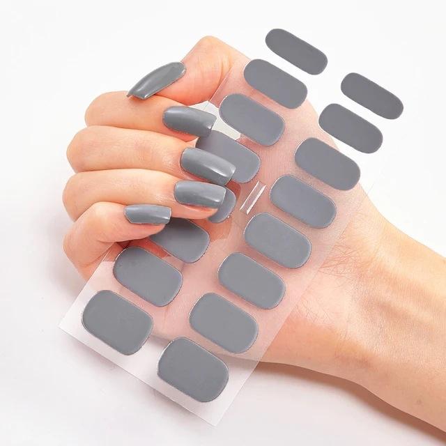 Waterproof Nail Gel Sticker Decal Semi-cured UV Lamp Gel Nail Sticker With UV Lamp, Durable