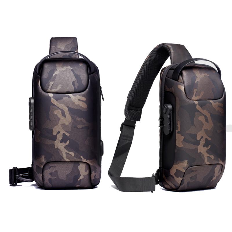Anti-theft Men's Chest Bag Good Shape Beautiful Waterproof USB Rechargeable Crossbody Bag