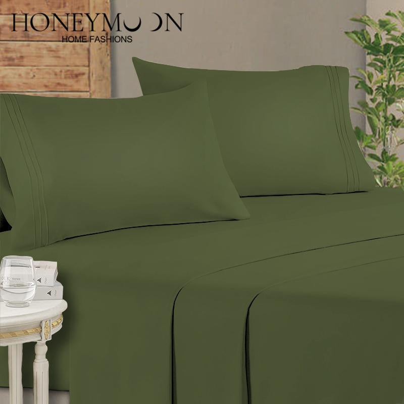 Honeymoon Wholesale Microfiber Lightweight Bedding Embroidery 4 Piece Set Bed Sheet Pillowcase Home Furnishings
