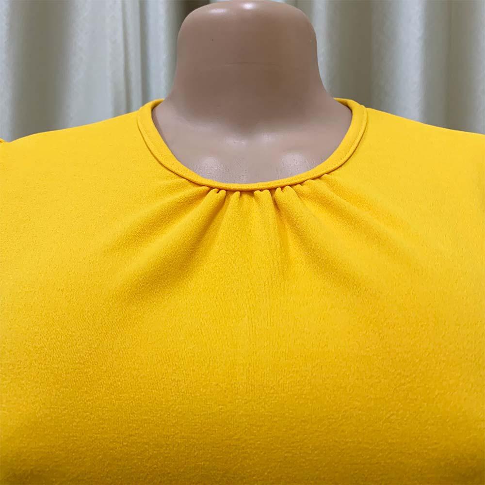 2023 New Plus Size Women's Summer New Short Sleeve Pleated Solid Color Plus Size Dress Women's Elegant