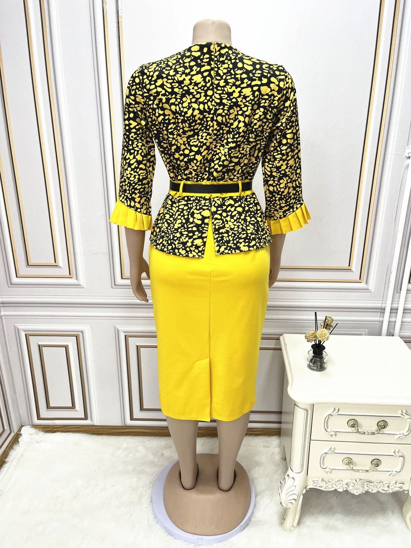 Mediocre Printed Floral OL Office Dress African New Fashion Style Super Elegant Plus Size Women's Clothing K0358