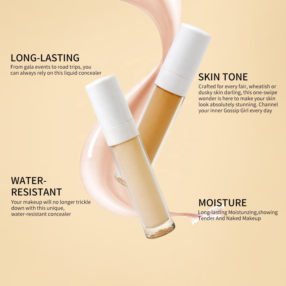 Wholesale Lasting Vegetarian Cruelty Free Facial Makeup Concealer Private Label Custom Logo HD Liquid Concealer
