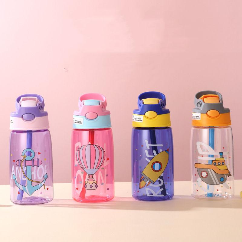 Children Suction Cup Creative Cartoon Baby Feeding Cup With Straw Leak-proof Bottle Outdoor Portable Children Cup
