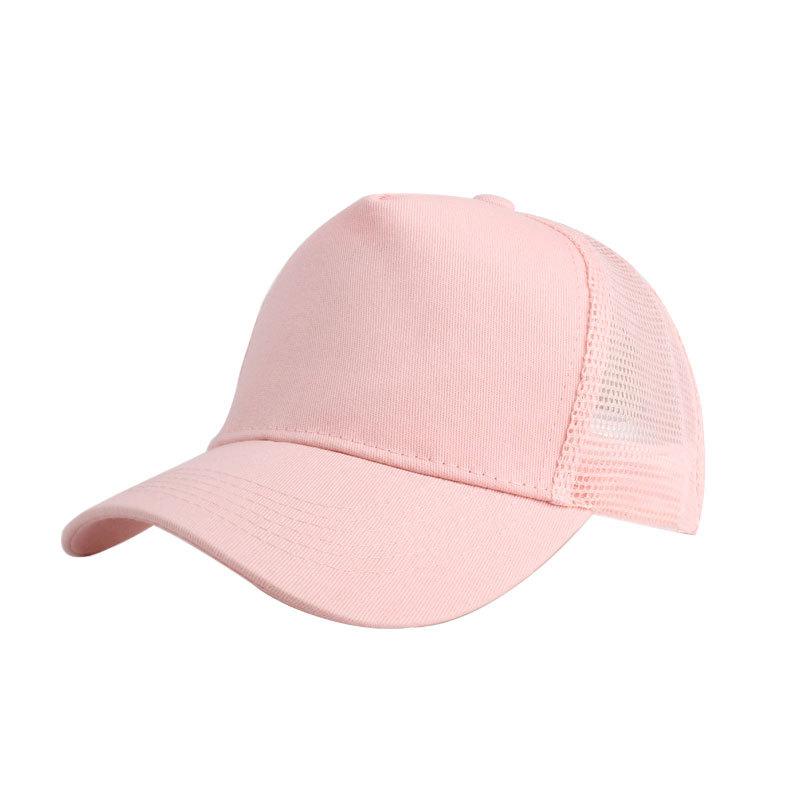 Ready To Ship High Quality Wholesale Custom Logo High Crown Snapshot Mesh Cap Curved Brim 5 Panel Cotton Canvas Trucker Cap