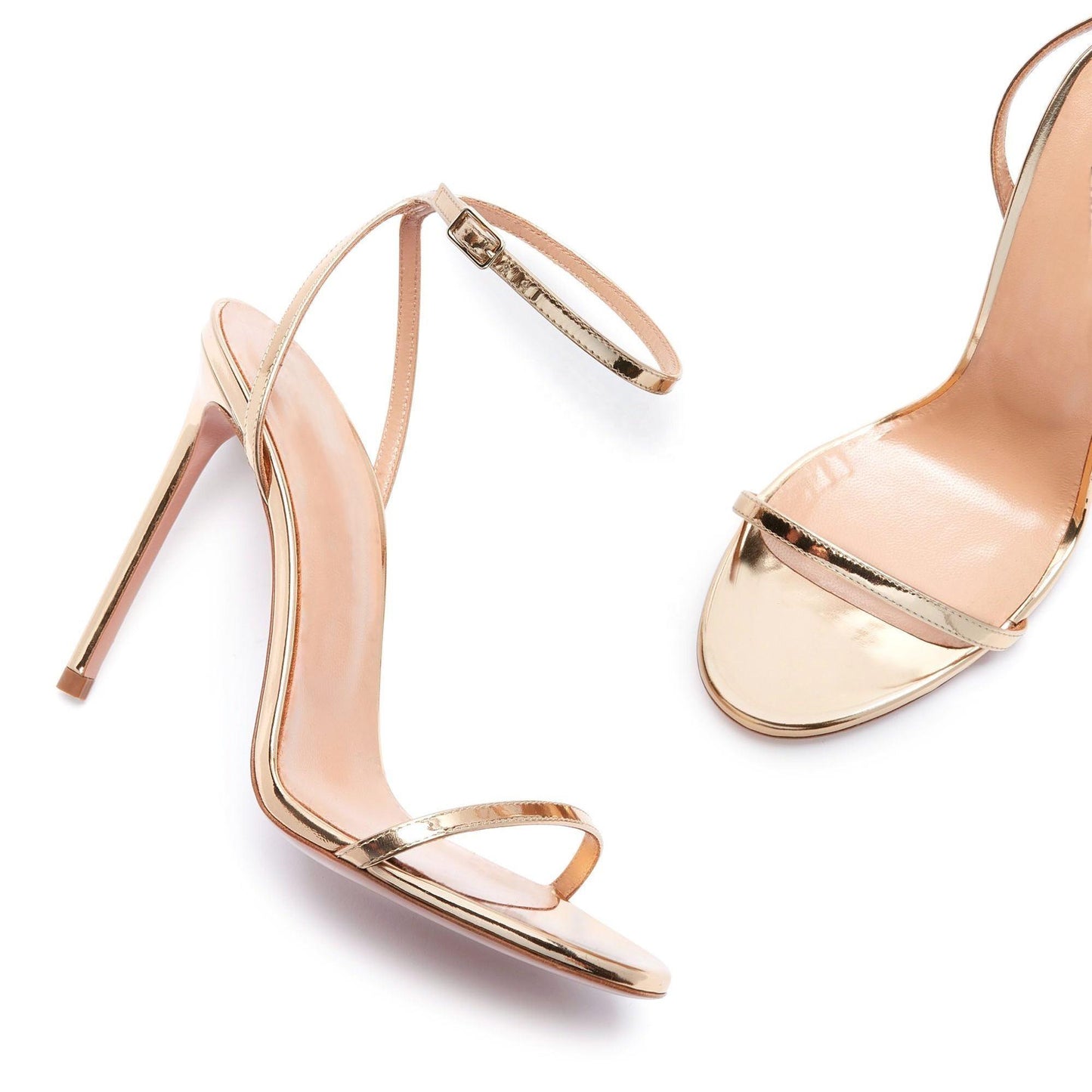 Custom Women Fashion Stiletto Pumps Ankle Buckle Sandals Open Toe High Heels Stiletto Solid Color Spring Party PU