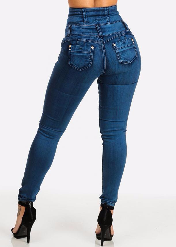 Royal Wolf Jeans Manufacturer Blue Vintage High Waist Hip Tight Colombian Jeans Colombian Levanta Coke