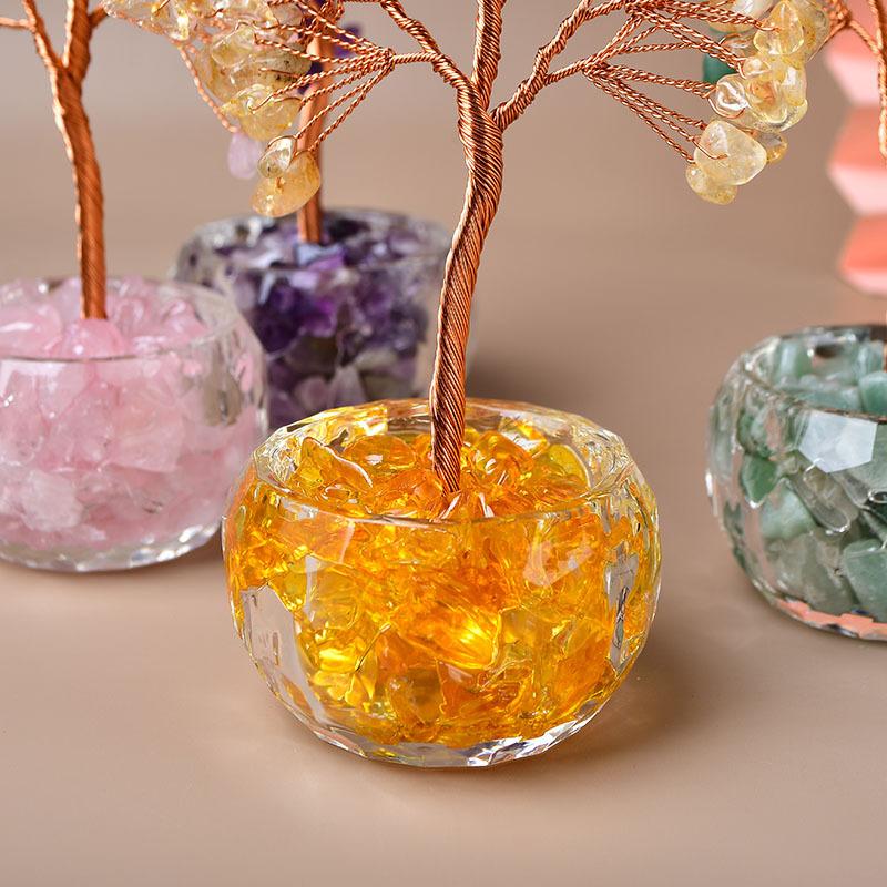 Factory direct sales natural crystal money tree handmade crystal purple home decoration ornaments