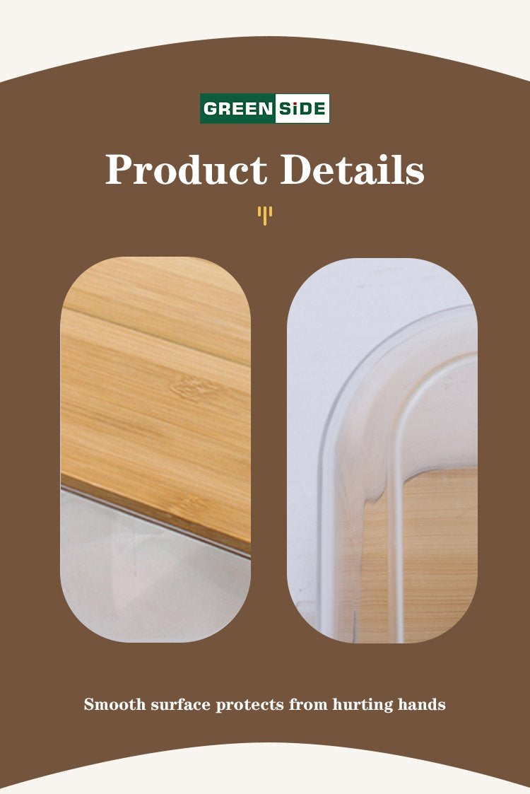 GREENSIDE Wholesale OEM Transparent Office Trash Can Transparent Durable Refrigerator Plastic Storage Box With Bamboo Lid