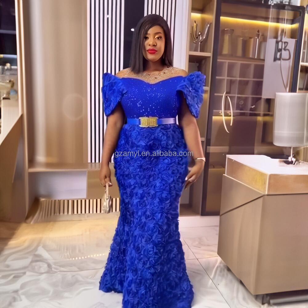 New Rhinestone Sequins African Costume Church Women Women's Dress Embroidery African Design Dress Mesh Women's Dress Women's Dress