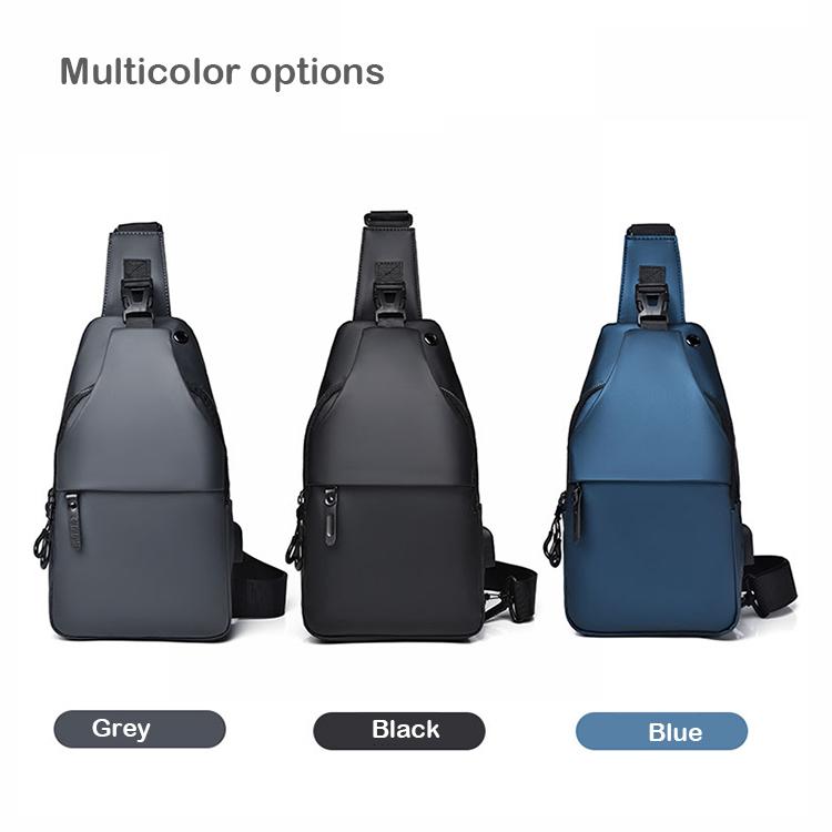 Custom Logo PU Leather Smart Side Casual Bag Travel Messenger Men's Sling Chest Crossbody Waist Bag Men's Bag Waist Bag