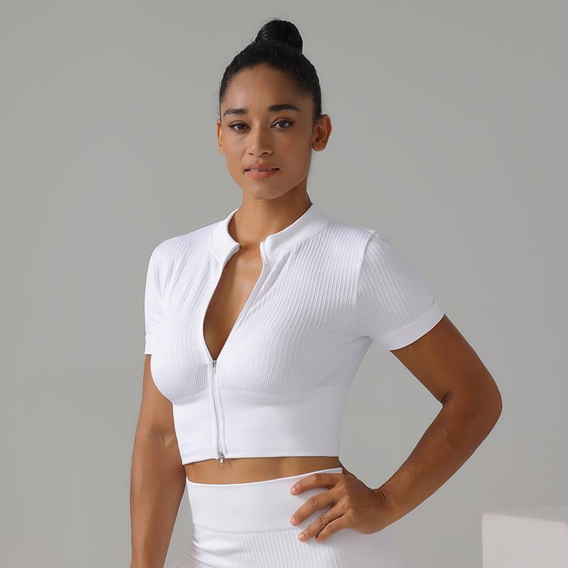 High Quality Rib Zipper 6-piece Set Active Wear Fitness Seamless Yoga Suit Sports Bra Leggings Women's Fitness Suit