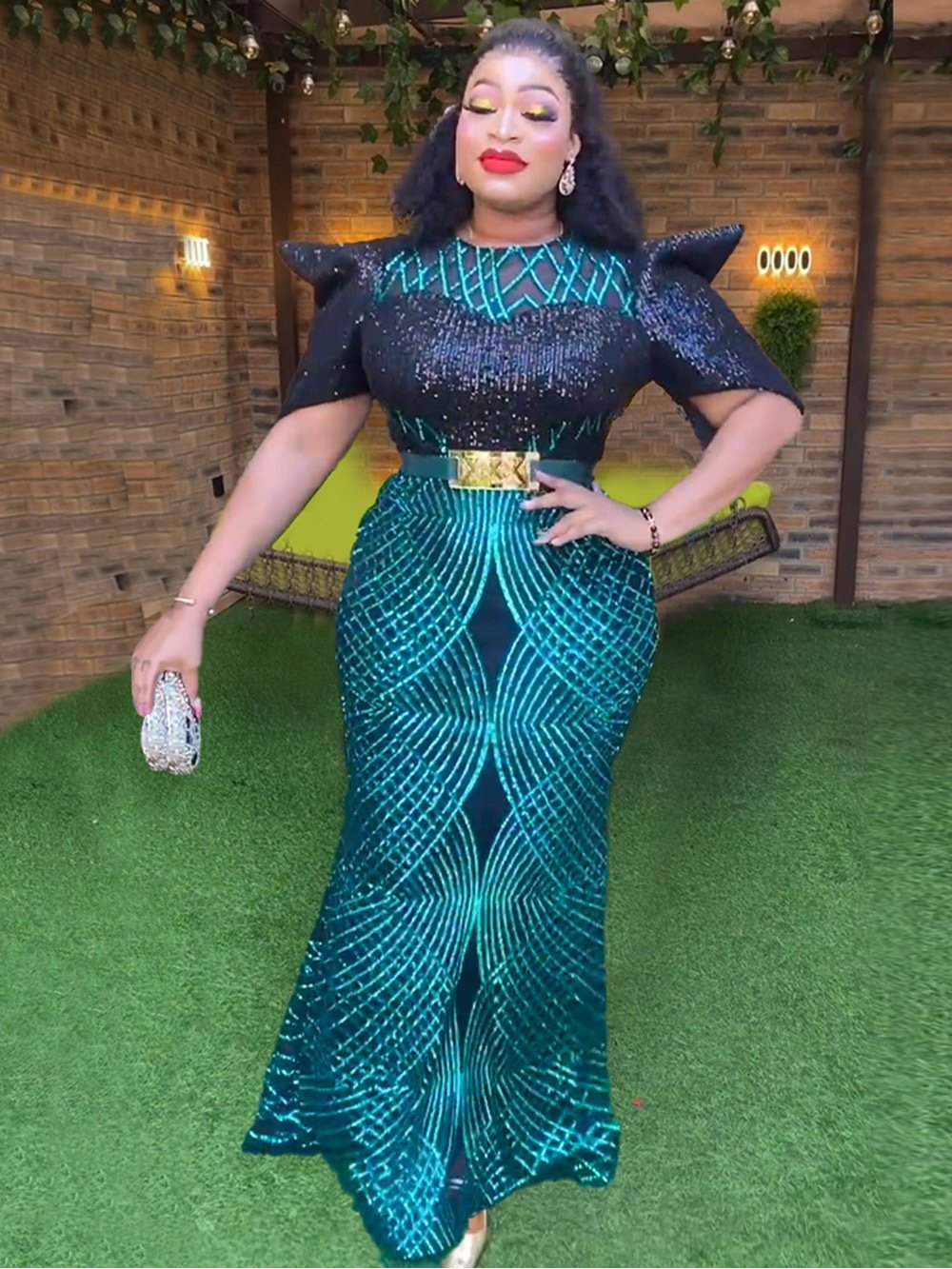 European And American 2024 New Year's Eve New Arrival Sequin Christmas Party Evening Dress African Women's Dress Plus Size Dress