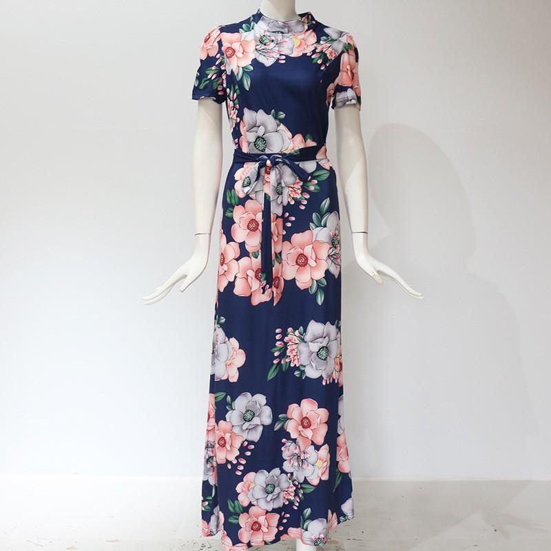 Modern Fashion Women Clothing Women Flower Print Long Dress