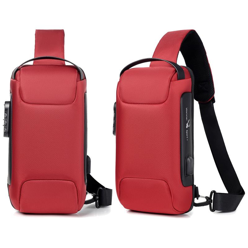 Anti-theft Men's Chest Bag Good Shape Beautiful Waterproof USB Rechargeable Crossbody Bag