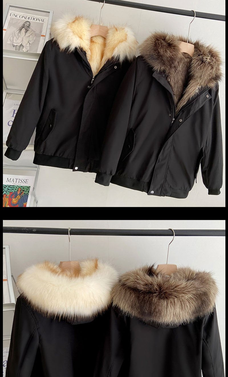 Yajanuo New Design Men's Coat Jacket Faux Fox Fur Liner Detachable Plush Hooded Custom Winter Coat Men's Solid Color Jacket