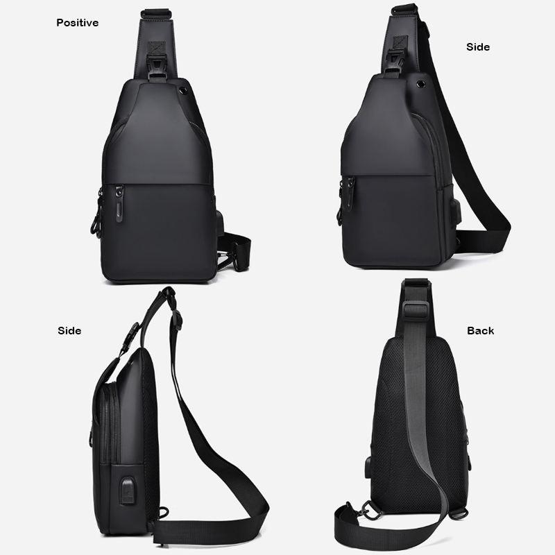 Custom Logo PU Leather Smart Side Casual Bag Travel Messenger Men's Sling Chest Crossbody Waist Bag Men's Bag Waist Bag