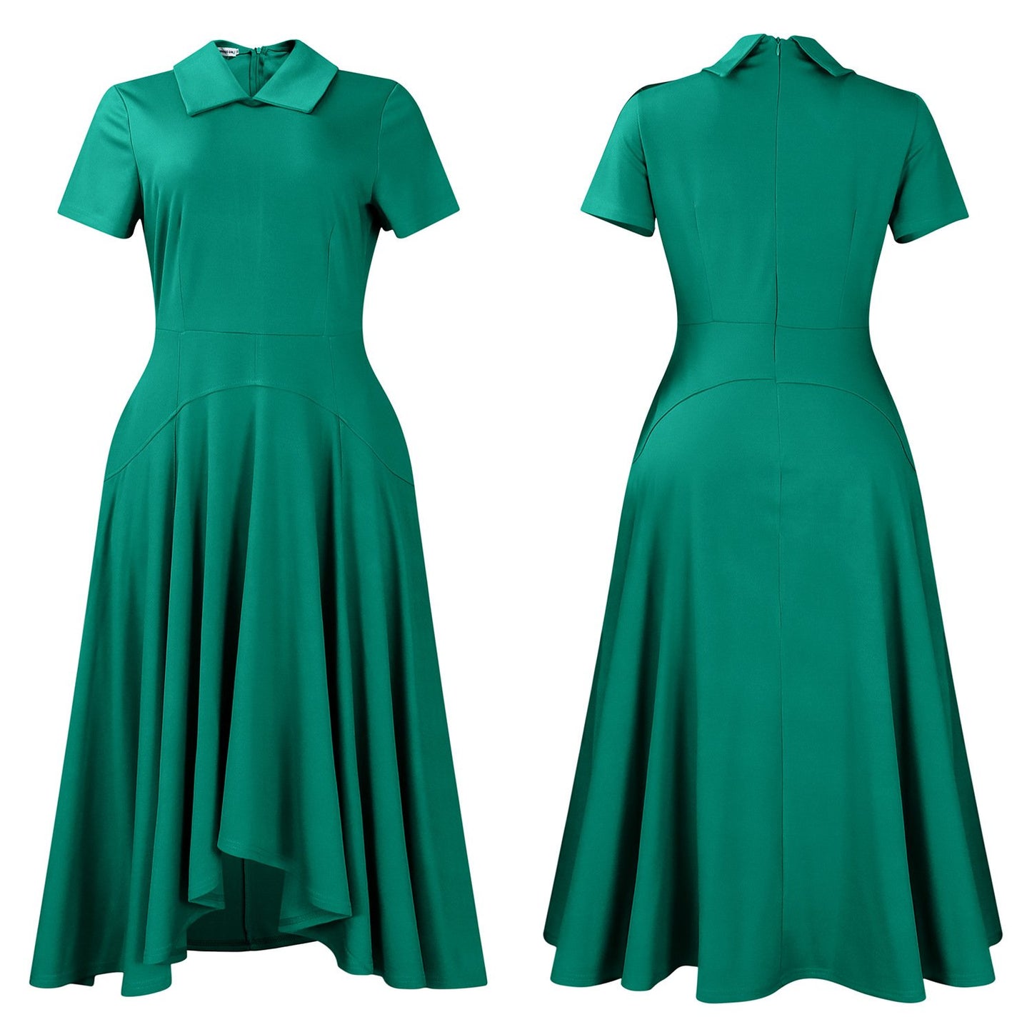 D514 Fashion Summer Party Dress Women Polo Collar Short Sleeve High Waist A- Line Dress Elegant African Women's Dress