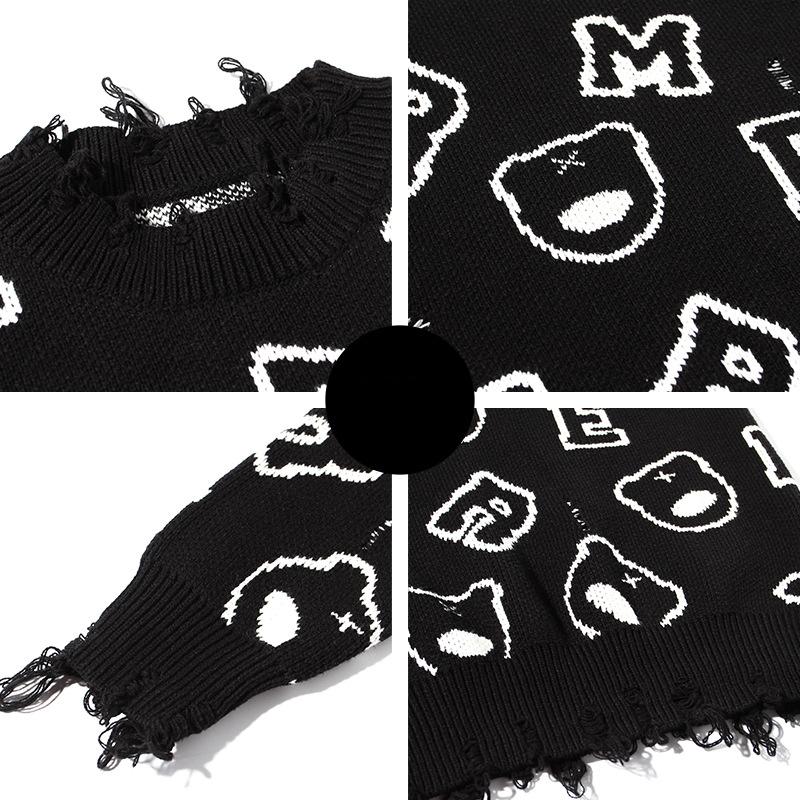 Nanteng Custom Logo Low Minimum Order Quantity Autumn And Winter Warm Printed Jacquard Sweater Round Neck Sweater Men's Pullover