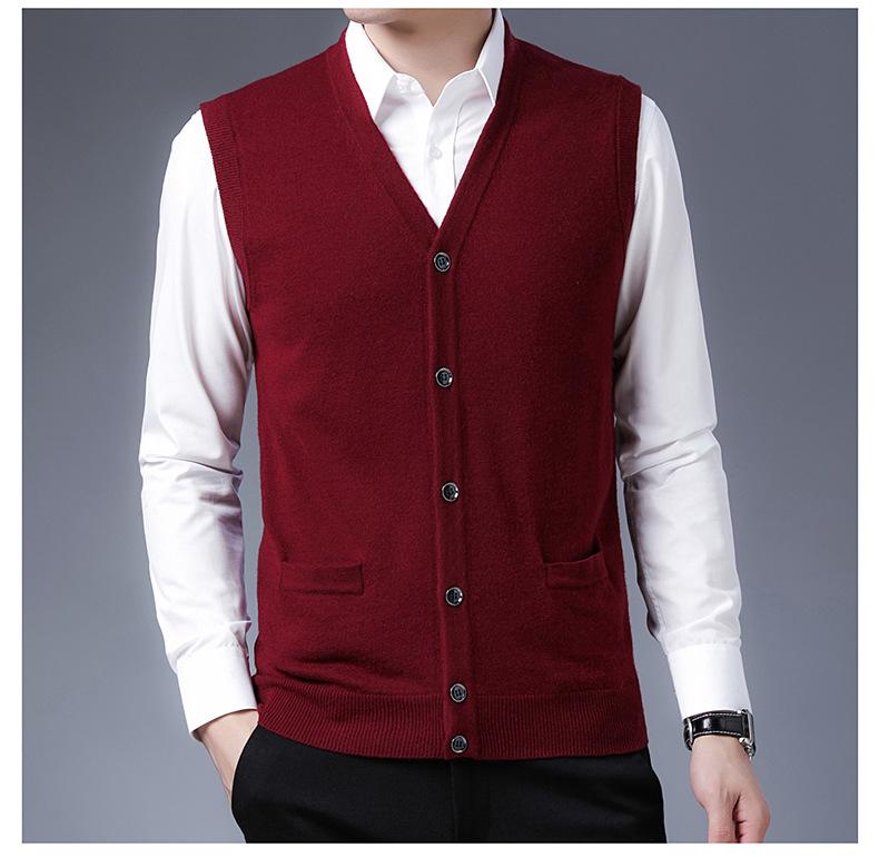 V-neck Top Sweater Business Men's Sweater Autumn And Winter Sweater Sleeveless Custom Knitted Vest Men's Sweater